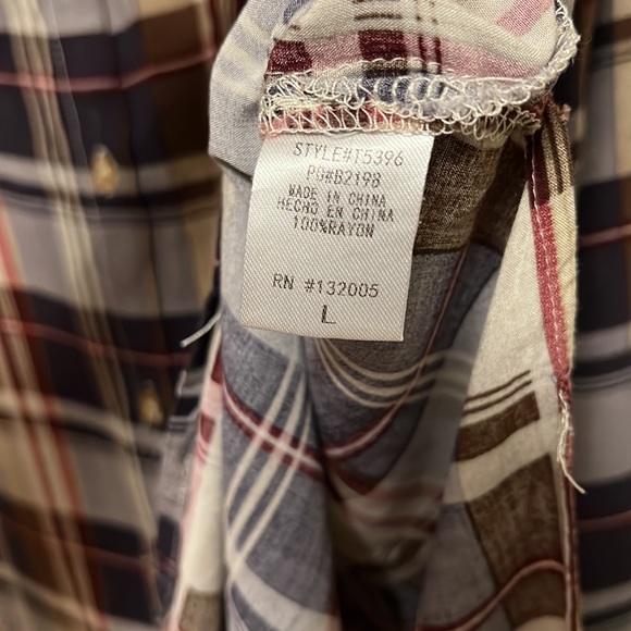Women’s ENTRO, Long/Short Sleeve, Collared, Plaid Top, Multi Colors, Large - Picture 5 of 5